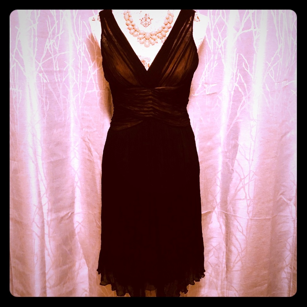 💕SALE💕BCBGMaxAzria Black/Nude Silk Dress